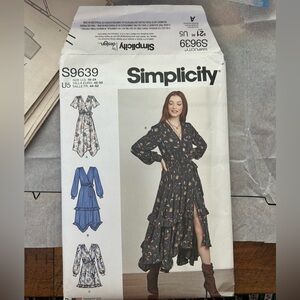 Simplicity Long Sleeve wraparound Dress Pattern S9369 size 16-24